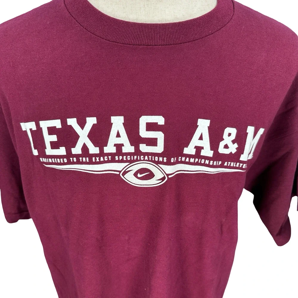 Vintage Y2K Nike Team Texas A&M Aggies Football T-Shirt Men’s Large Maroon New‎